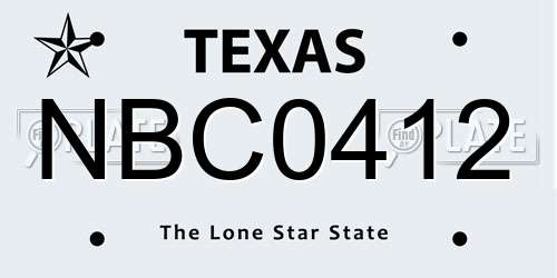 NBC0412 Texas License Plate