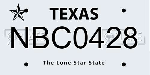 NBC0428 Texas License Plate