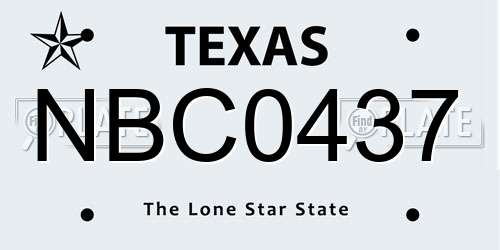 NBC0437 Texas License Plate