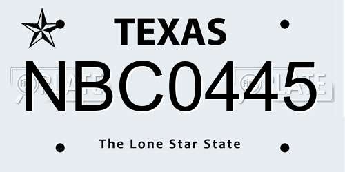 NBC0445 Texas License Plate