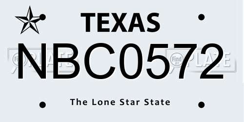 NBC0572 Texas License Plate