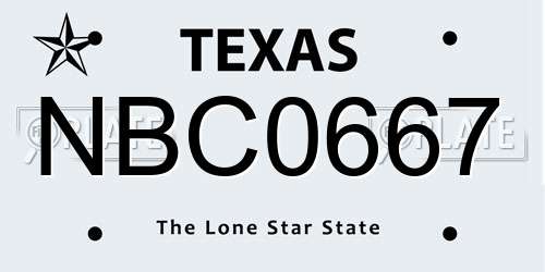 NBC0667 Texas License Plate