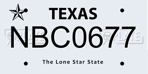 NBC0677 Texas License Plate