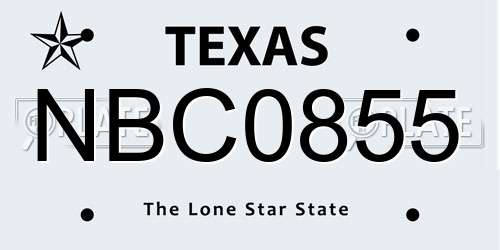 NBC0855 Texas License Plate