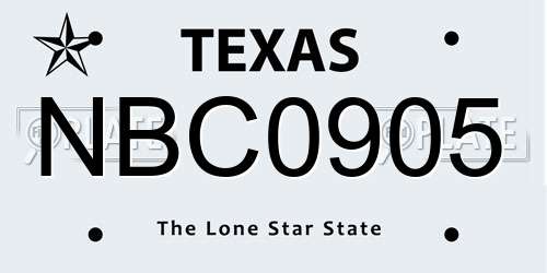 NBC0905 Texas License Plate