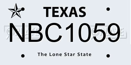 NBC1059 Texas License Plate