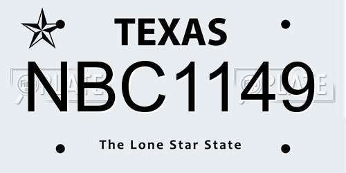 NBC1149 Texas License Plate