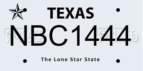 NBC1444 Texas License Plate