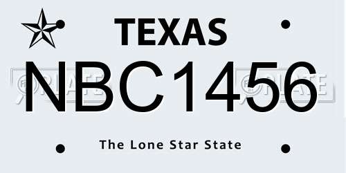 NBC1456 Texas License Plate