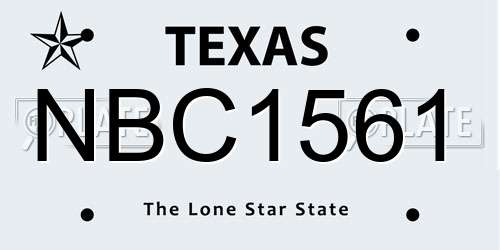 NBC1561 Texas License Plate