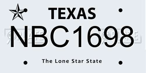 NBC1698 Texas License Plate