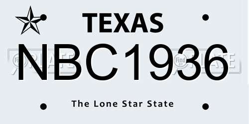 NBC1936 Texas License Plate