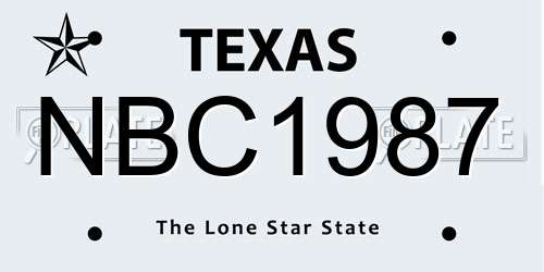 NBC1987 Texas License Plate