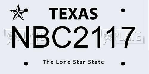 NBC2117 Texas License Plate