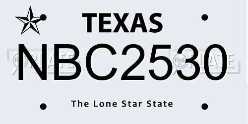 NBC2530 Texas License Plate