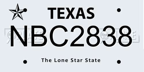 NBC2838 Texas License Plate