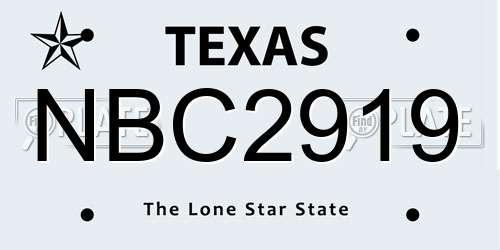 NBC2919 Texas License Plate