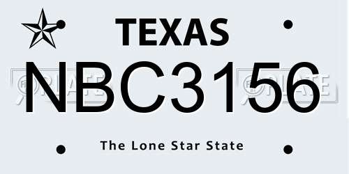 NBC3156 Texas License Plate