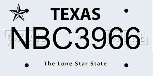 NBC3966 Texas License Plate