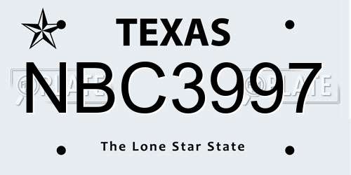 NBC3997 Texas License Plate