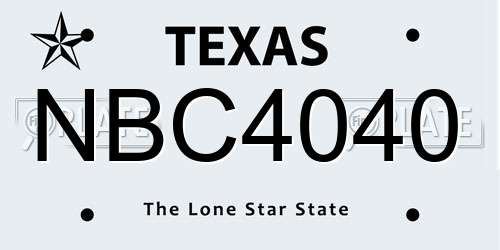 NBC4040 Texas License Plate
