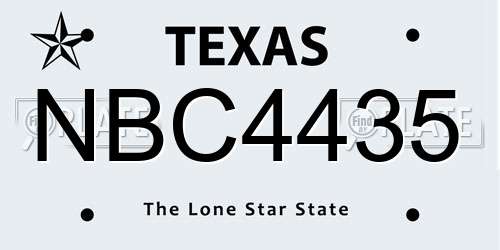 NBC4435 Texas License Plate