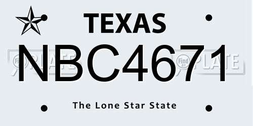 NBC4671 Texas License Plate