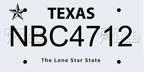 NBC4712 Texas License Plate