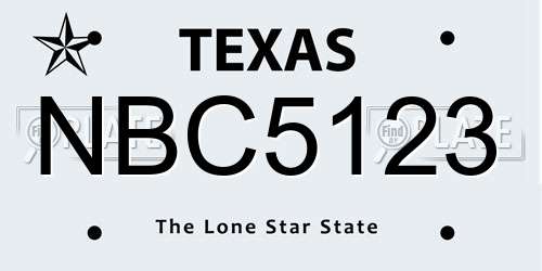 NBC5123 Texas License Plate