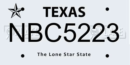 NBC5223 Texas License Plate