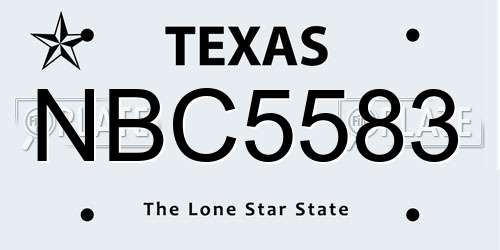 NBC5583 Texas License Plate