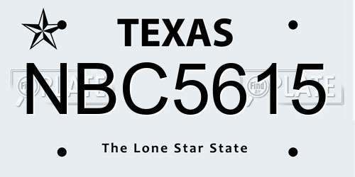 NBC5615 Texas License Plate