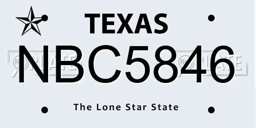 NBC5846 Texas License Plate