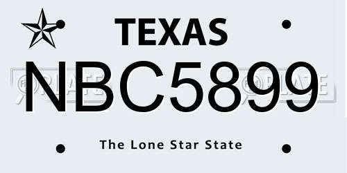 NBC5899 Texas License Plate