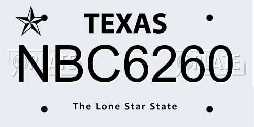 NBC6260 Texas License Plate