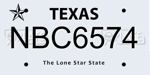 NBC6574 Texas License Plate