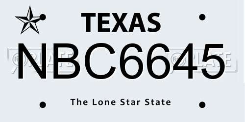 NBC6645 Texas License Plate
