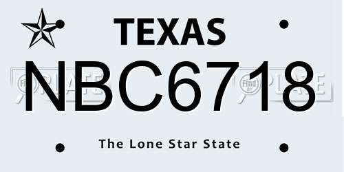 NBC6718 Texas License Plate