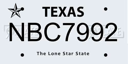 NBC7992 Texas License Plate