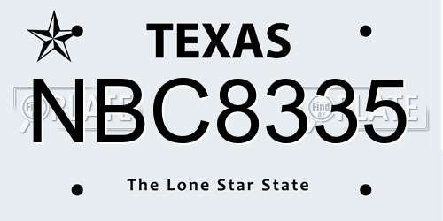NBC8335 Texas License Plate