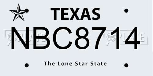NBC8714 Texas License Plate