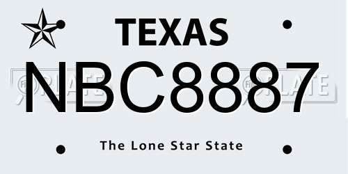 NBC8887 Texas License Plate