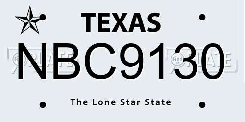 NBC9130 Texas License Plate