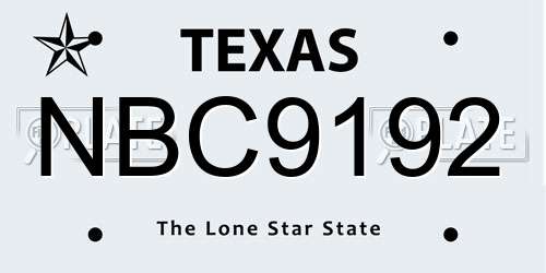 NBC9192 Texas License Plate