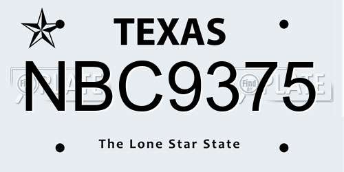 NBC9375 Texas License Plate