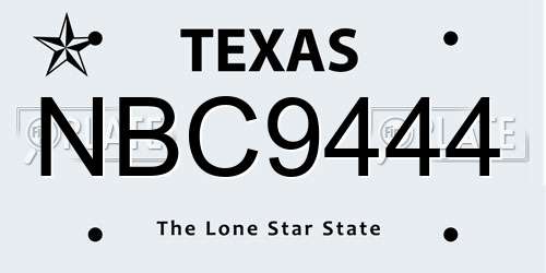 NBC9444 Texas License Plate
