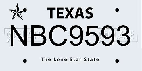 NBC9593 Texas License Plate