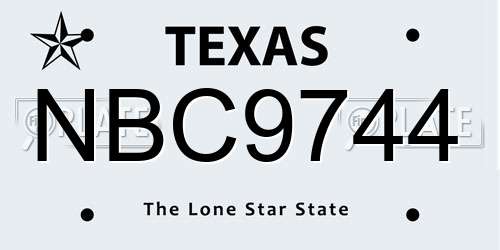 NBC9744 Texas License Plate