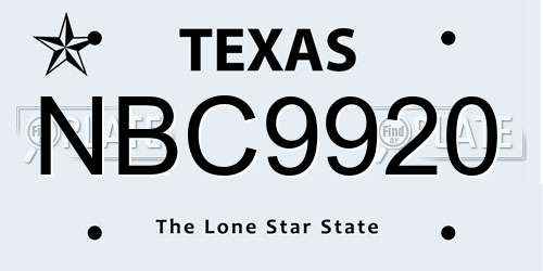 NBC9920 Texas License Plate
