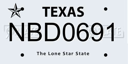 NBD0691 Texas License Plate